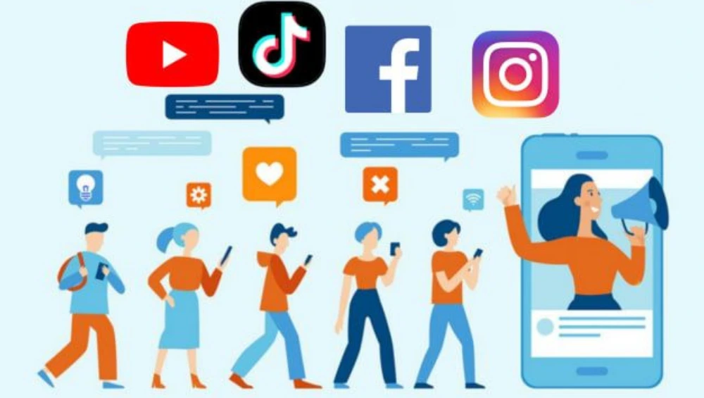 A timeline graphic showing the evolution of influencer marketing from traditional celebrity endorsements to modern-day social media influencers.