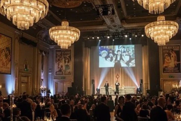 Elegant guests mingling at a high-end rooftop soirée with luxury décor, gourmet catering, and branded experiences—capturing the essence of Exclusive Lifestyle Events.