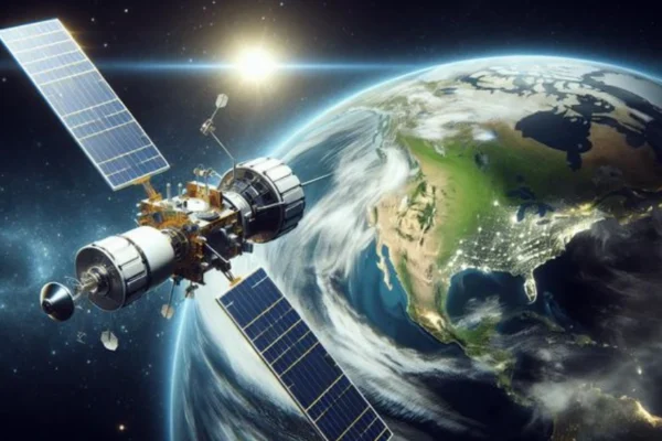 A view of the International Space Station speeding over Earth’s surface with city lights below—illustrating How Fast Does the International Space Station Travel in low Earth orbit.