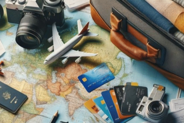 A Lifestyles Card placed next to travel gear, gourmet food, and shopping items—symbolizing savings on travel, dining, and more.