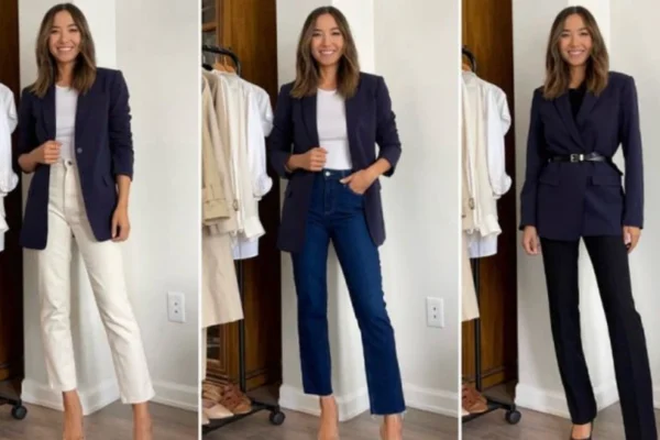 Smart Casual vs. Business Casual outfits displayed on mannequins, showing the contrast between relaxed-yet-stylish clothing and more professional office attire.