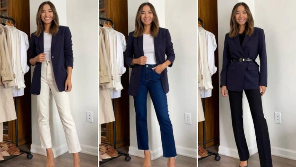 Smart Casual vs. Business Casual outfits displayed on mannequins, showing the contrast between relaxed-yet-stylish clothing and more professional office attire.