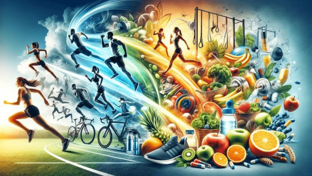 Group of active people engaging in various outdoor and indoor activities like running, yoga, cycling, and swimming—highlighting the concept of Sport Lifestyle and Recreation in 2025.