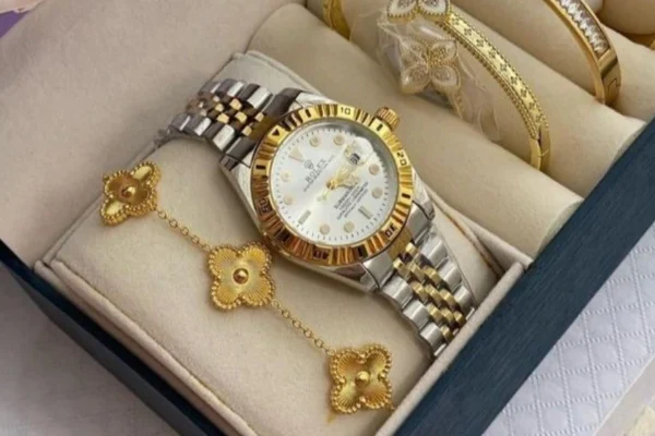 Elegant display of luxury and affordable wrist watch for ladies branded options, including gold, leather, and stainless steel designs.
