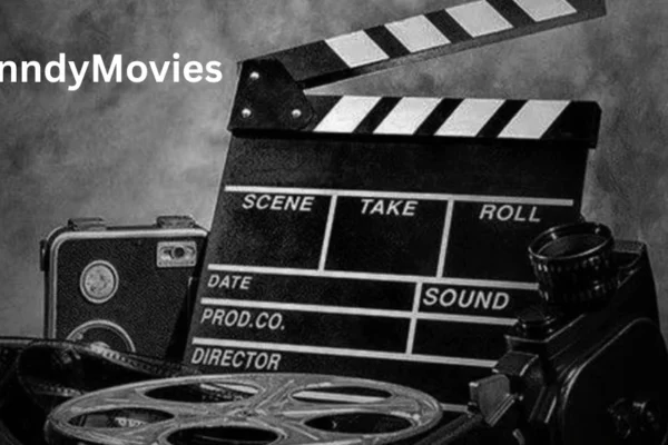 CinndyMovies logo with a film reel and play button icon on a dark background