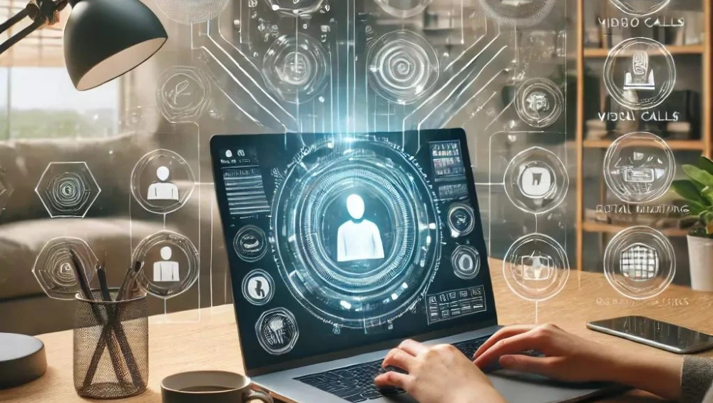 A diverse group of hiring remote employees working on laptops from home, connected via video call.