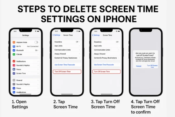 How to delete Screen Time settings on iPhone or iPad step-by-step.