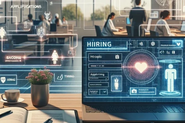 A group of young professionals working in a modern tech office, representing the trend of Tech Hiring Rebounds in the industry.