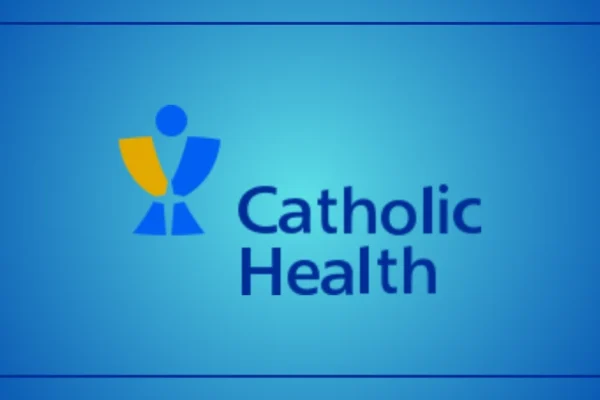Screenshot of Catholic Health MyChart patient portal login page on a laptop screen