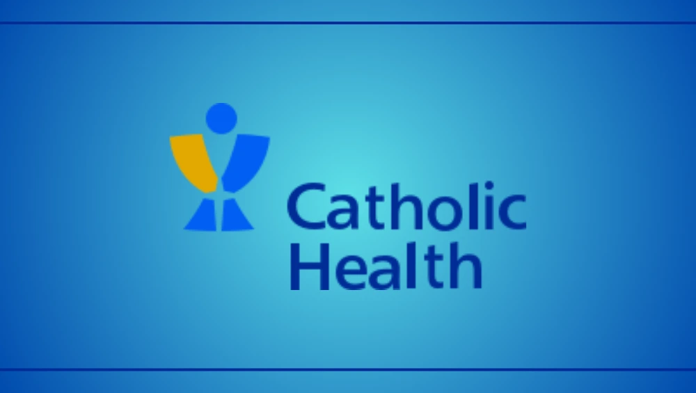 Screenshot of Catholic Health MyChart patient portal login page on a laptop screen