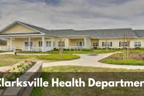 Front entrance of the Clarksville Health Department building with signage and accessible entryway