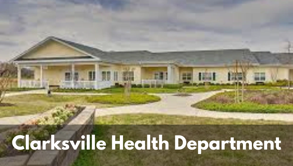 Front entrance of the Clarksville Health Department building with signage and accessible entryway