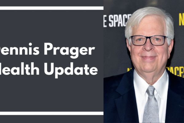 Dennis Prager speaking at an event during a Dennis Prager health update.