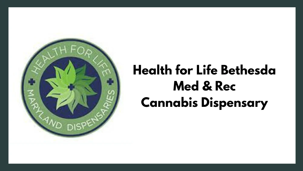 Exterior view of Health for Life Bethesda Med & Rec Cannabis Dispensary with signage and modern storefront design.