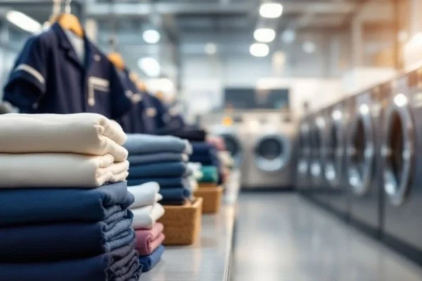 Clean, modern laundromat interior with washers and dryers available in a Laundromat Business for Sale.