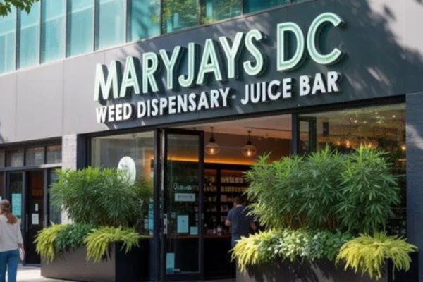 Exterior view of MaryJays DC Weed Dispensary Juice Bar Washington Reviews, showcasing storefront and branding.