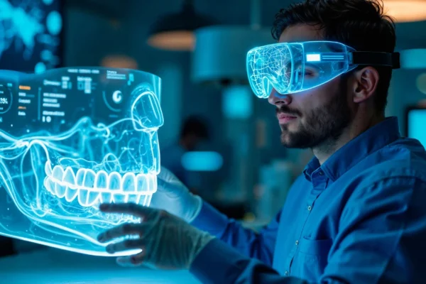 Illustration of nerovet ai dentistry tools analyzing dental X-rays for accurate implant planning