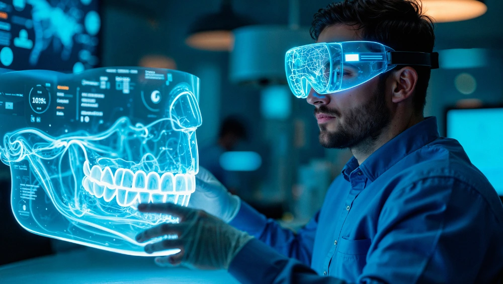 Illustration of nerovet ai dentistry tools analyzing dental X-rays for accurate implant planning