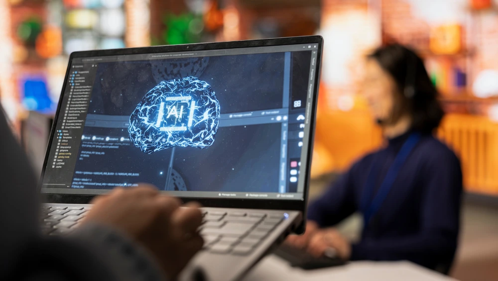 Modern digital workspace showing Nimedes platform interface with project management tools, AI integration, and real-time collaboration features