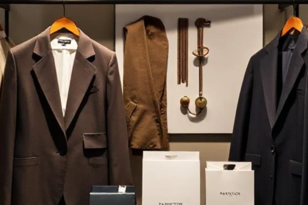 Pabington brand showcase featuring minimalist blazers, accessories, and packaging with clean aesthetic design elements
