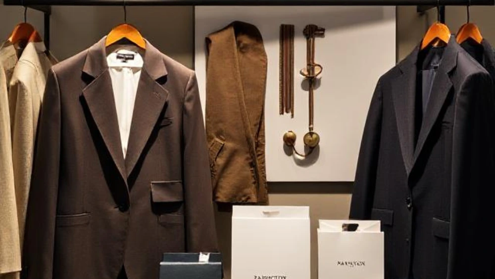 Pabington brand showcase featuring minimalist blazers, accessories, and packaging with clean aesthetic design elements