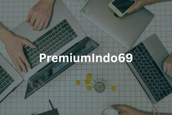 PremiumIndo69 digital logo with sleek typography over a dark background, accented by red and gold highlights for a premium look.