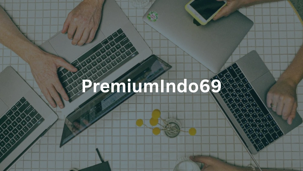 PremiumIndo69 digital logo with sleek typography over a dark background, accented by red and gold highlights for a premium look.
