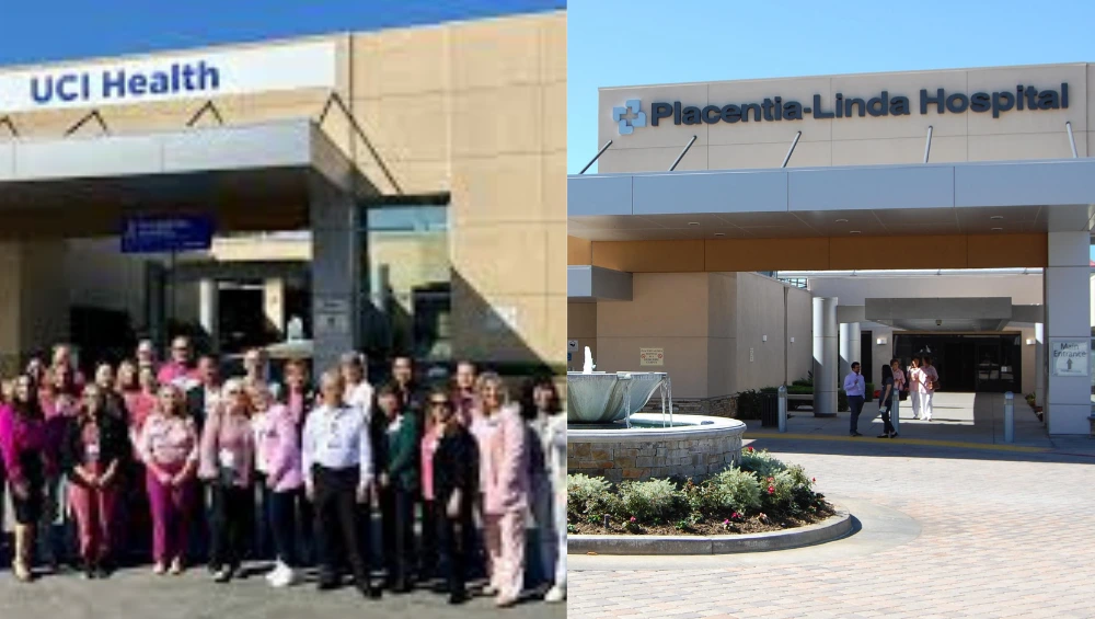 Front view of UCI Health Placentia-Linda hospital with main entrance and signage visible.