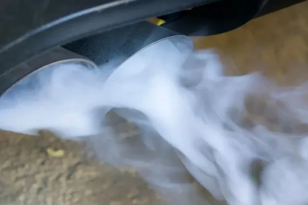 white smoke from exhaust on startup then goes away — usually isn't a cause for concern unless it continues after the engine has fully warmed up.