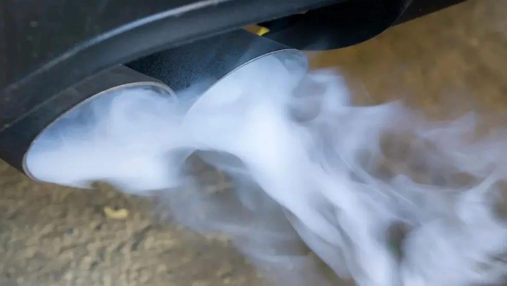 white smoke from exhaust on startup then goes away — usually isn't a cause for concern unless it continues after the engine has fully warmed up.