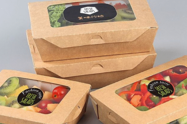Eco-friendly Pappedeckel (cardboard lid) on a sustainable food container, showcasing biodegradable packaging solutions