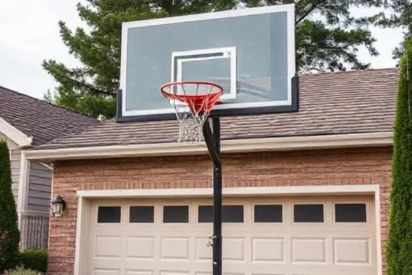 Zuyomernon system basketball hoop installed in driveway with adjustable height mechanism and professional-grade backboard